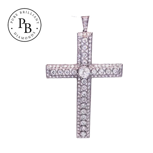 PureBrilliant Diamonds Latin Style Platinum Diamond Set Cross Pendant