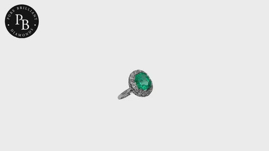 Emerald and Diamond Cluster Ring